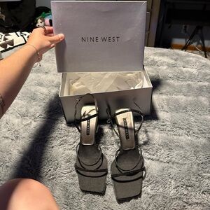 Nine West Silver Strappy Heels NEVER WORN